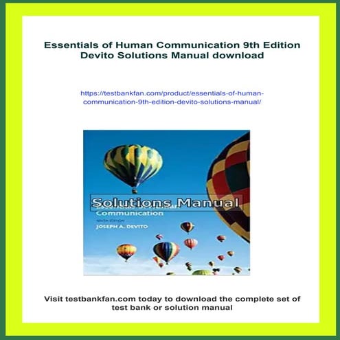 Essentials of Human Communication 9th Edition Devito Solutions Manual