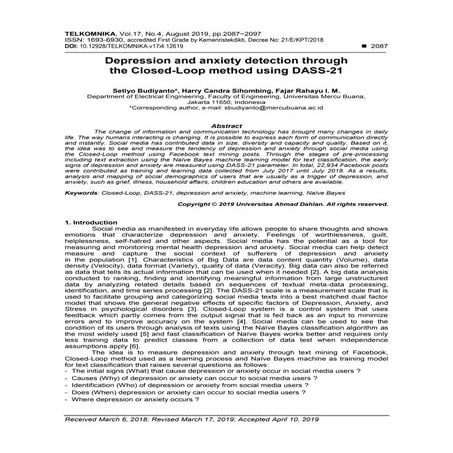 Depression and anxiety detection through the Closed-Loop method using DASS-21