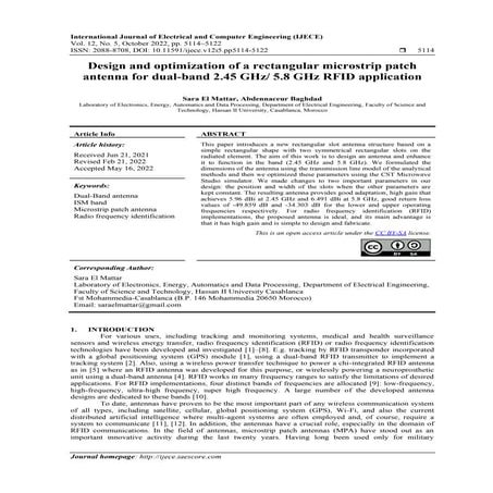 Design and optimization of a rectangular microstrip patch  antenna for dual-b...
