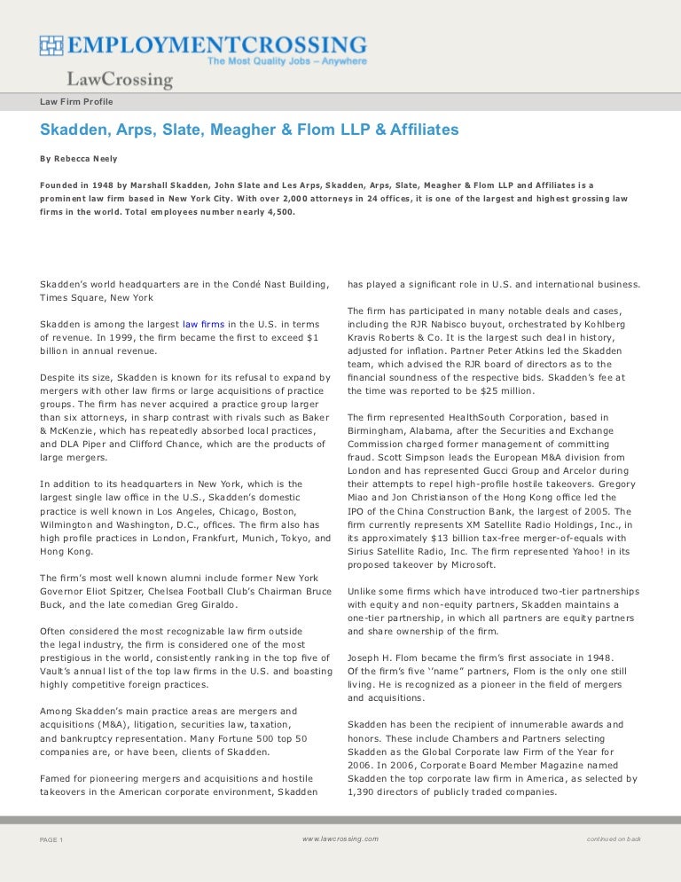 Skadden Arps Slate Meagher Flom Llp Affiliates