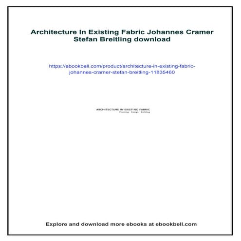Architecture In Existing Fabric Johannes Cramer Stefan Breitling