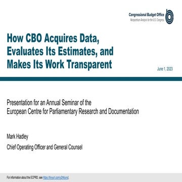 How CBO Acquires Data, Evaluates Its Estimates, and Makes Its Work Transparent