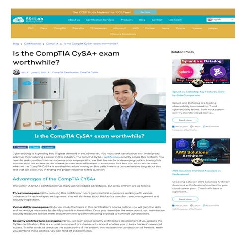 Is the CompTIA CySA+ Exam Worthwhile? – My 591Lab | PDF