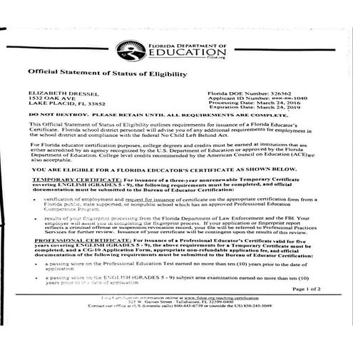 letter of Eligibility | PDF