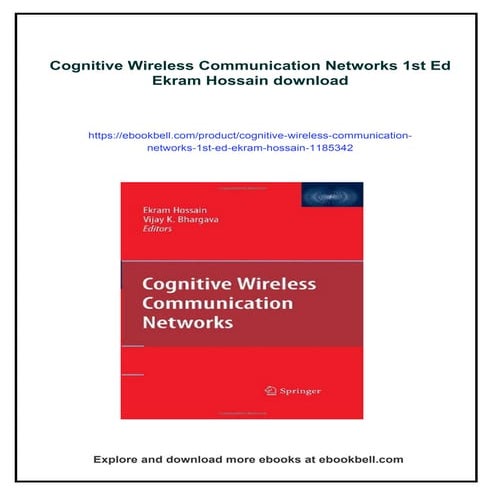 Cognitive Wireless Communication Networks 1st Ed Ekram Hossain | PDF