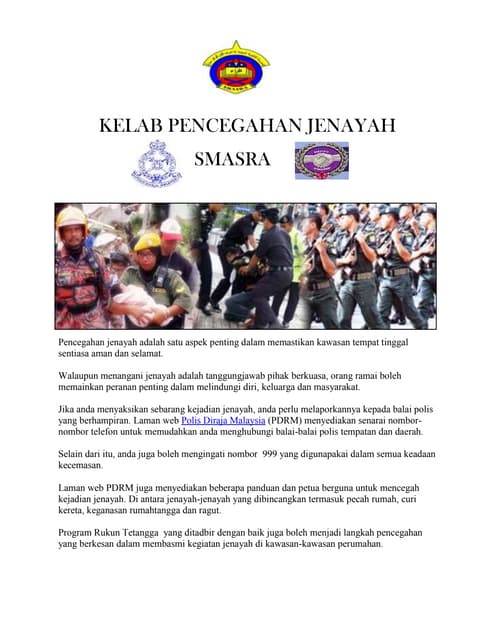 Lagu Kelab Pencegahan Jenayah