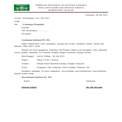 59337513 undangan-pengajian-rutin-muslimat-nu | PDF