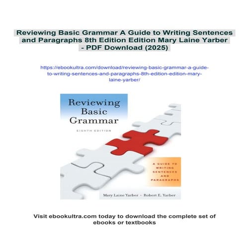 Reviewing Basic Grammar A Guide to Writing Sentences and Paragraphs 8th ...