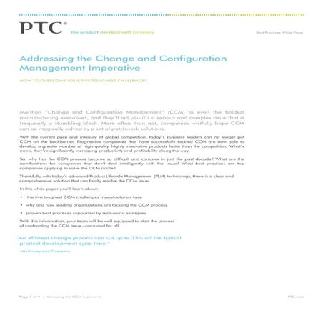 Addressing the Change and Configuration Management Imperative
