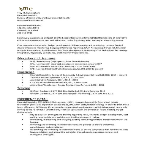 Resume Troy M. Cunningham