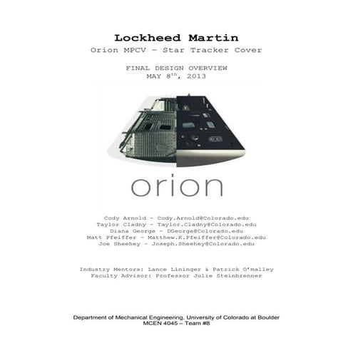 Lockheed_Martin_Star_Tracker_Cover_Final_Design_Overview | PDF