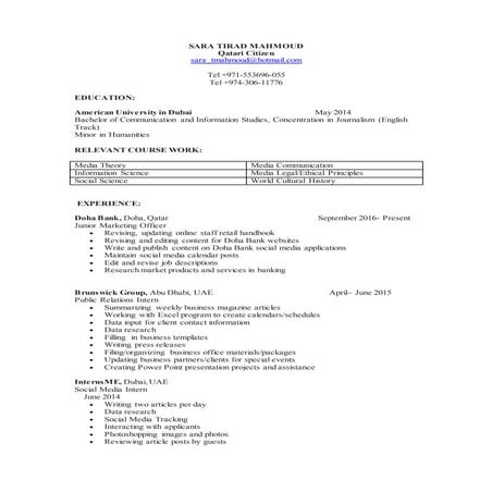Sara T M CV 2016 | DOCX