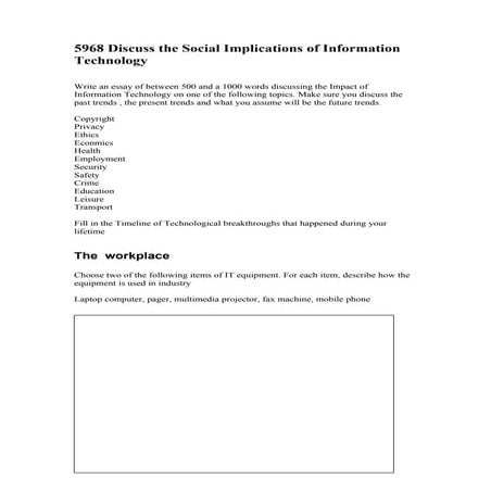 5968  Discuss The  Social  Implications Of  Information  Technology