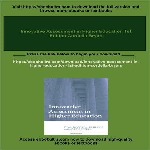 Innovative Assessment in Higher Education 1st Edition Cordelia Bryan