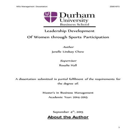 Durham University Dissertation 2015