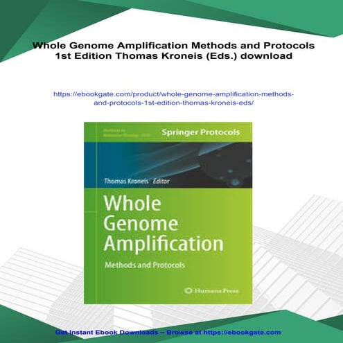 Whole Genome Amplification Methods and Protocols 1st Edition Thomas Kroneis (...