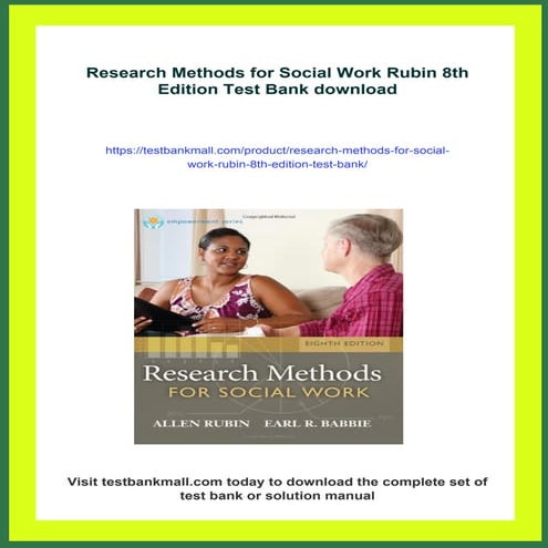 Research Methods for Social Work Rubin 8th Edition Test Bank | PDF