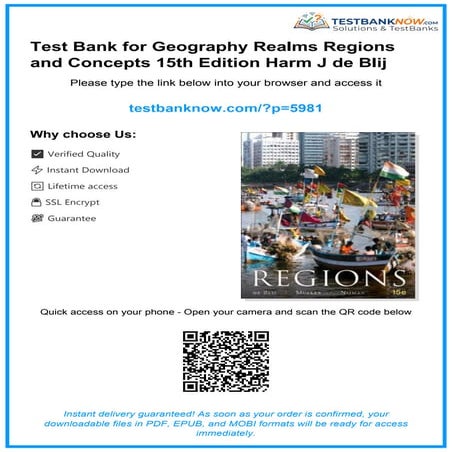 Test Bank for Geography Realms Regions and Concepts 15th Edition Harm J ...