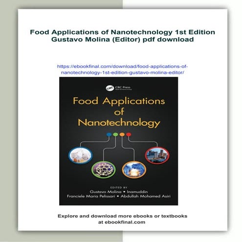 Food Applications of Nanotechnology 1st Edition Gustavo Molina (Editor ...