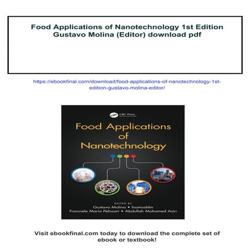 Food Applications of Nanotechnology 1st Edition Gustavo Molina (Editor ...