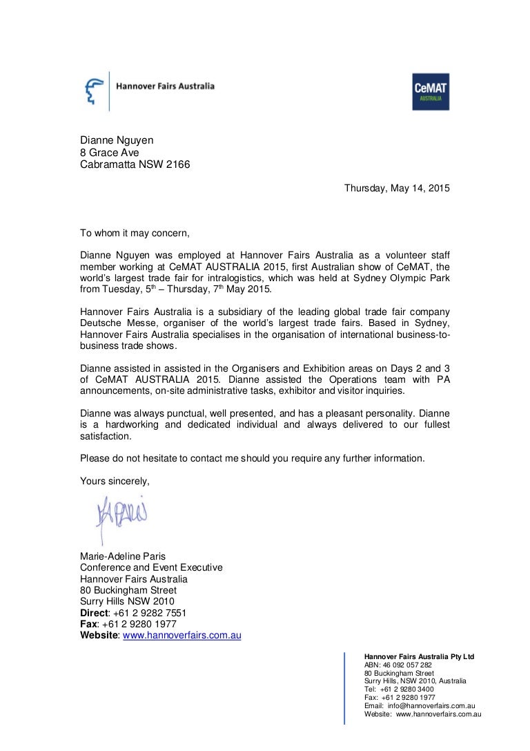volunteer reference letter for dianne nguyen letter of recommendation for volunteers