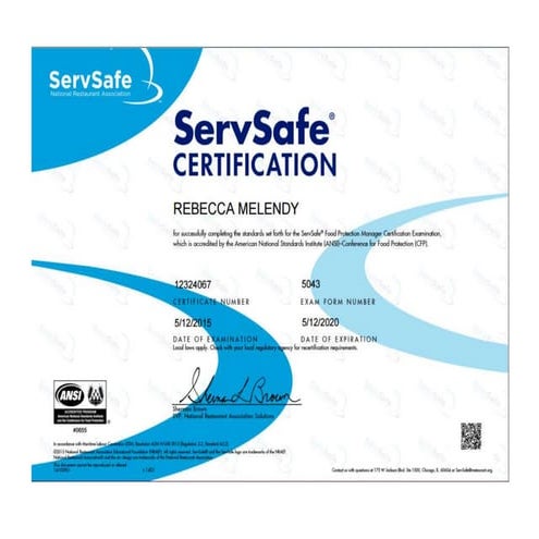 servsafe certification DOCX