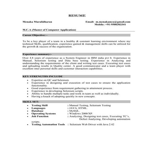 Menaka M _  4.8 Years exp