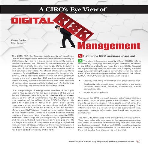 A CIRO's-eye view of Digital Risk Management