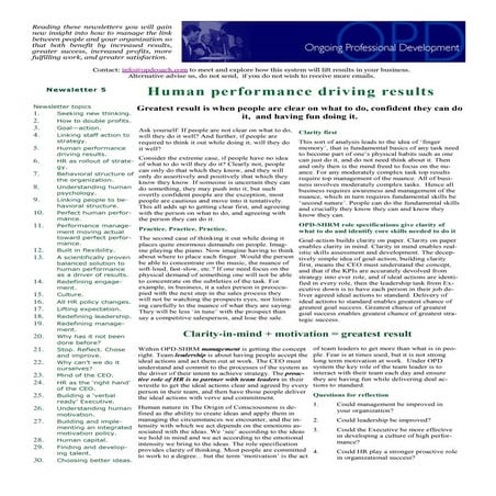 5 Newsletter human performance driving results