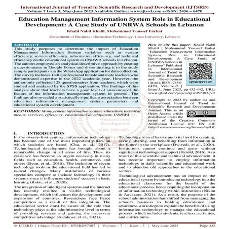 Education Management Information System Role in Educational Development A Cas...