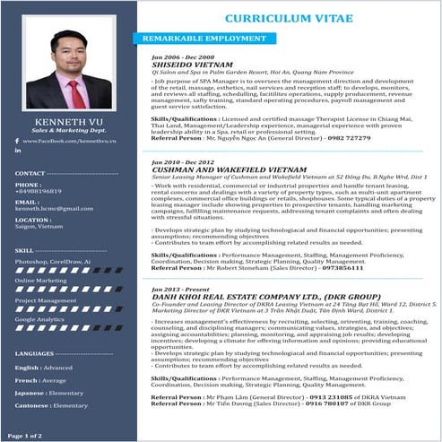 1 Detail CV of Kenneth Vu | PDF
