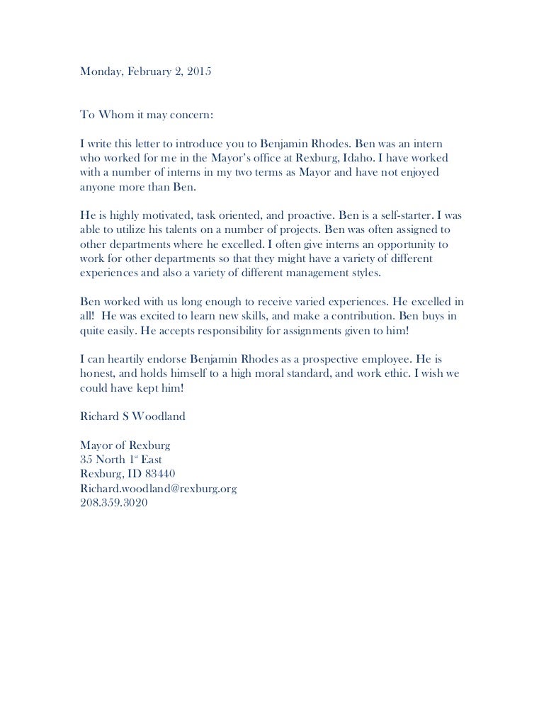 letter of recommendation mayor mayor recommendation letter