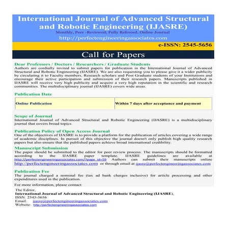 Call for Papers - IJASRE