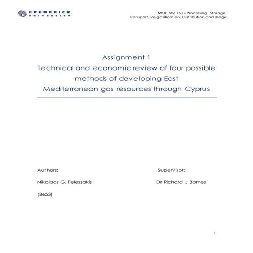 Assignment 1 Technical and economic review of four possible methods of develo...
