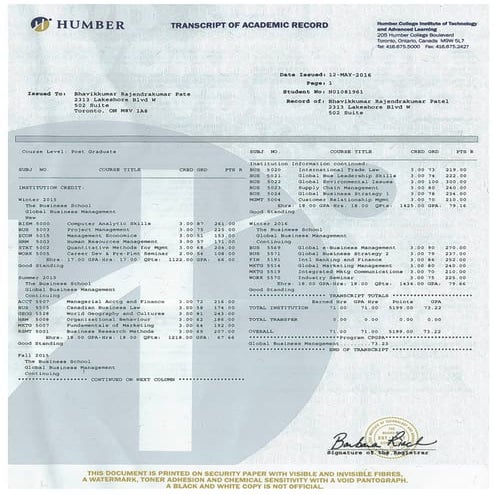 Post Graduation Transcript | PDF