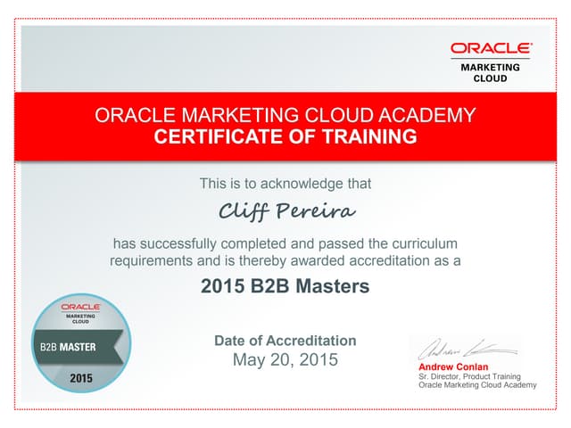 2015 B2B Eloqua Masters