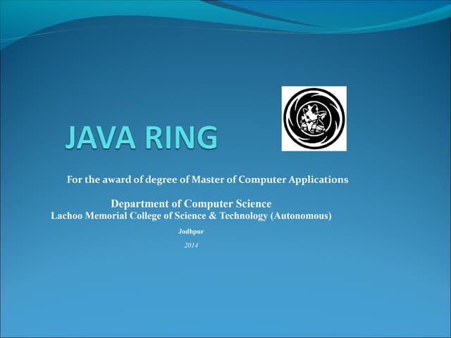 Java Ring | PPT | Programming Languages | Computing