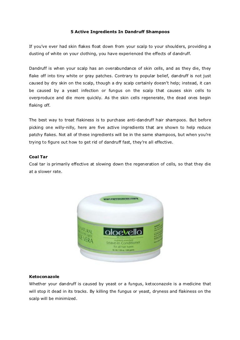 5 active ingredients in dandruff shampoos