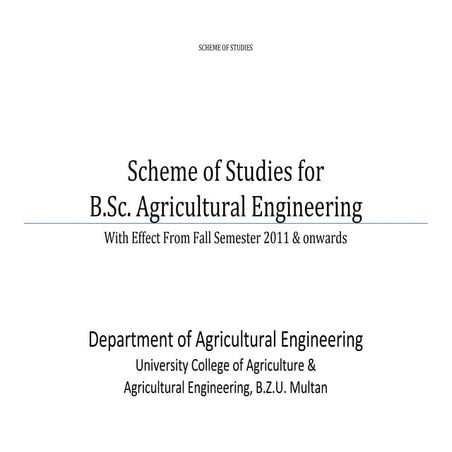  Course Contents of BSc Agriculture Engineering