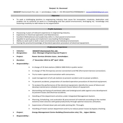 Ranjeet resume Industrial