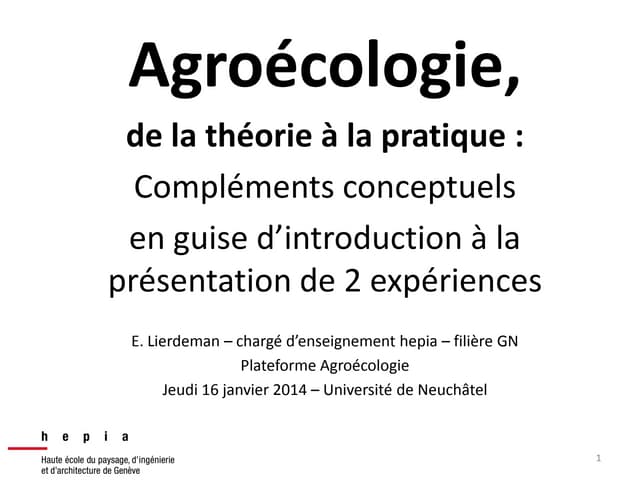 Agroécologie, de la théorie à la pr...