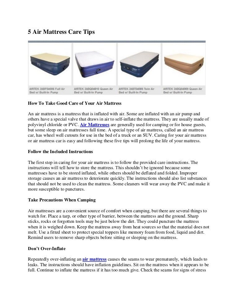 5 Air Mattress Care Tips