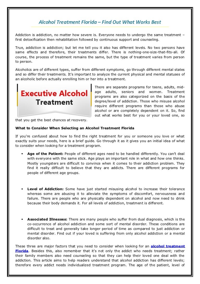 5 alcohol treatment florida find out what works best