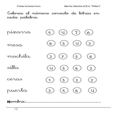 FICHAS LECTOESCRITURA (5 años)