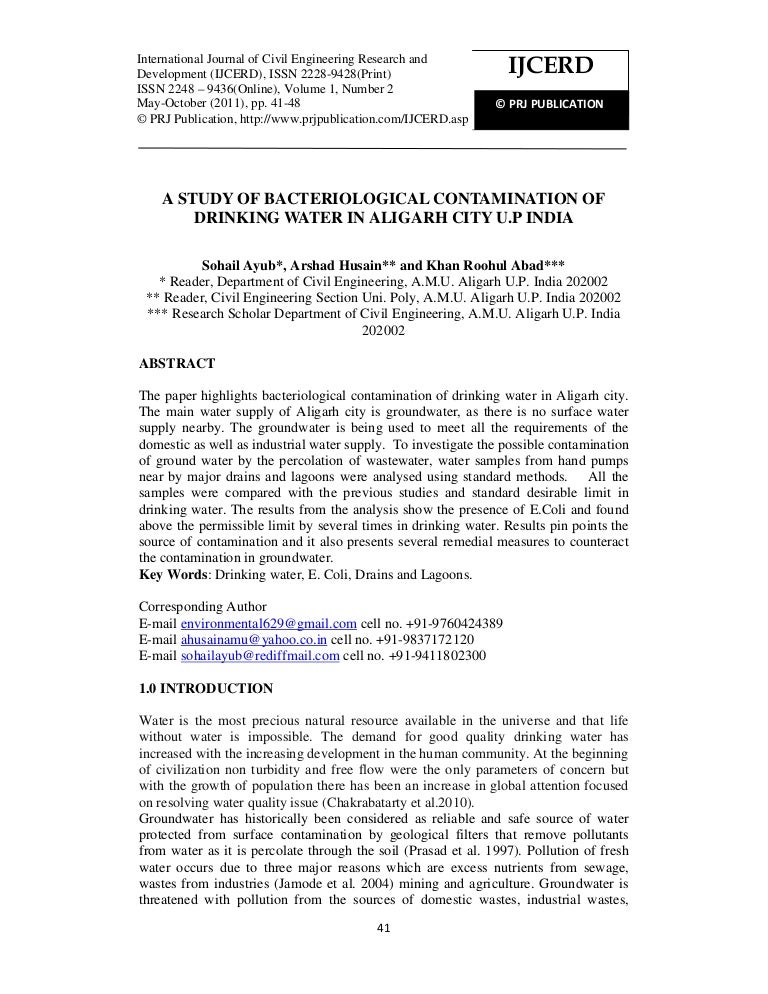 5 a study of bacteriological contamination of