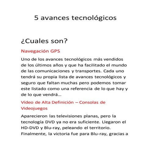 5 avances tecnológicos