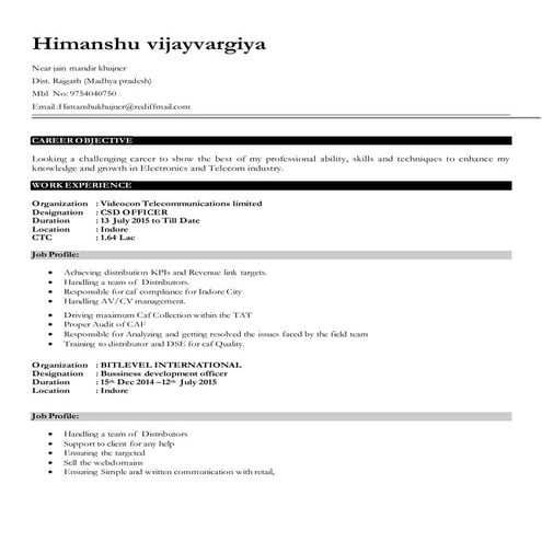 my resume new himanshu vijayvargiya_