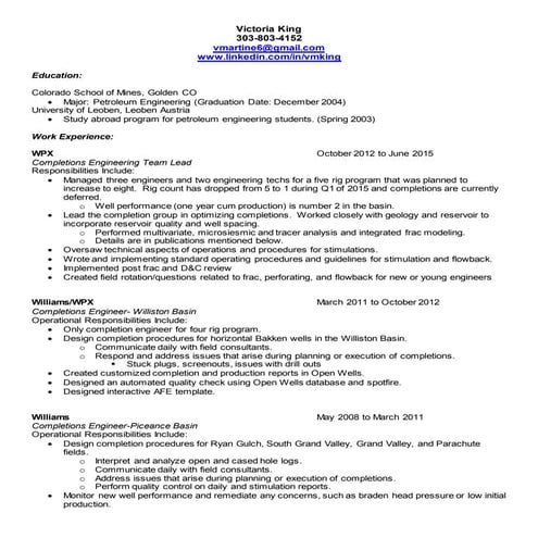 Victoria King Resume