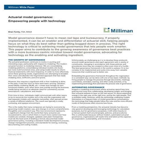 Actuarial Model Governance - Empowering People with Technology