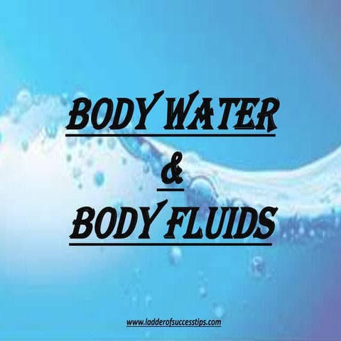 Body Water, Osmolarity and Ionic composition of Body fluids